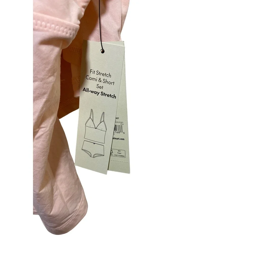 No Boundaries Womens Fit Stretch Cami & Short Set Pale Flamingo Pink Large 12-14
